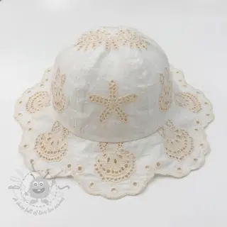 Puuvillakangas EMBROIDERY Sea ornaments white