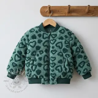 Päällystakkikangas TEDDY Hearts old green