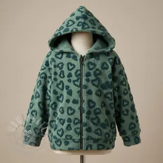 Päällystakkikangas TEDDY Hearts old green