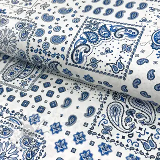 Puuvillakangas Kansas blanc blue