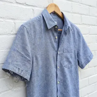 Puuvillakangas pellavalla LUREX blue