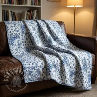 Puuvillakangas Kansas blanc blue