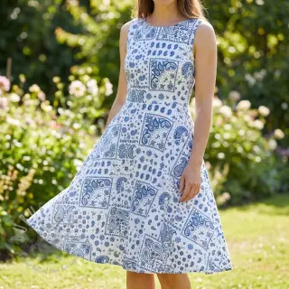 Puuvillakangas Kansas blanc blue