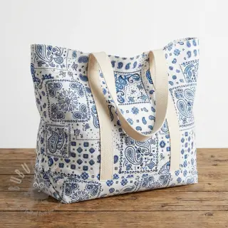 Puuvillakangas Kansas blanc blue