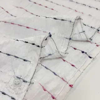 Puuvillakangas DOBBY CRINKLE Stripe white