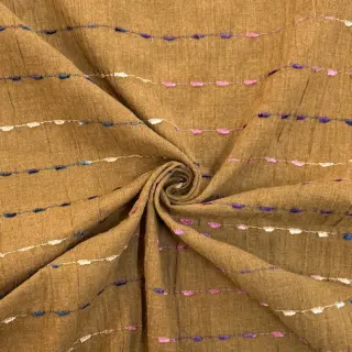 Bavlnená látka DOBBY CRINKLE Stripe camel