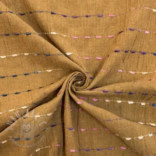 Puuvillakangas DOBBY CRINKLE Stripe camel