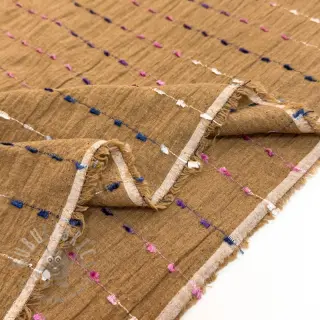 Puuvillakangas DOBBY CRINKLE Stripe camel