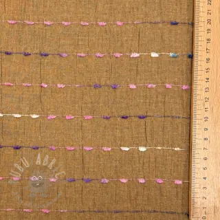 Puuvillakangas DOBBY CRINKLE Stripe camel