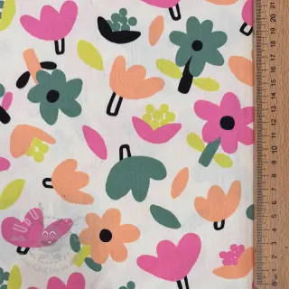 Puuvillakangas Flowers natural/green by JENNIFER BOURON ORGANIC
