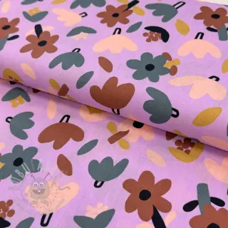 Puuvillakangas Flowers lavender by JENNIFER BOURON ORGANIC