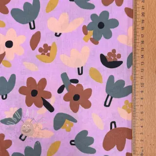 Puuvillakangas Flowers lavender by JENNIFER BOURON ORGANIC