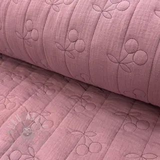 Kaksinkertainen harsokangas/musliini STEPPED Cherries mauve