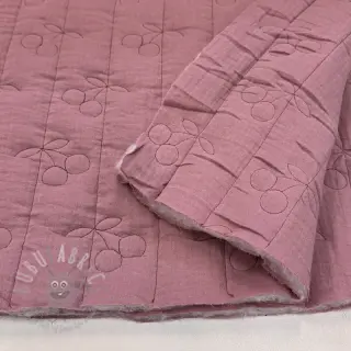 Kaksinkertainen harsokangas/musliini STEPPED Cherries mauve