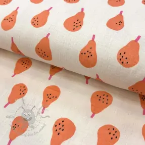 Kaksinkertainen harsokangas/musliini Pears peach by JENNIFER BOURON ORGANIC