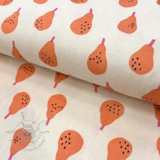 Kaksinkertainen harsokangas/musliini Pears peach by JENNIFER BOURON ORGANIC