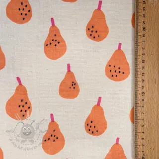 Kaksinkertainen harsokangas/musliini Pears peach by JENNIFER BOURON ORGANIC