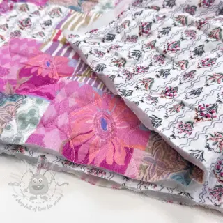 Kaksinkertainen harsokangas/musliini STEPPED Flowers light pink digital print