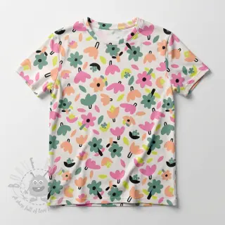 Puuvillakangas Flowers natural/green by JENNIFER BOURON ORGANIC