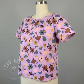 Puuvillakangas Flowers lavender by JENNIFER BOURON ORGANIC
