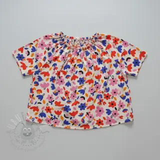 Puuvillakangas Flowers natural/blue by JENNIFER BOURON ORGANIC