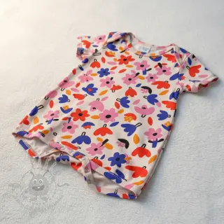 Puuvillakangas Flowers natural/blue by JENNIFER BOURON ORGANIC