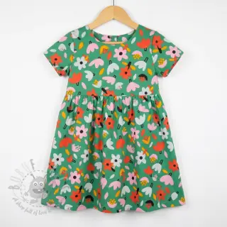 Puuvillakangas Flowers green by JENNIFER BOURON ORGANIC