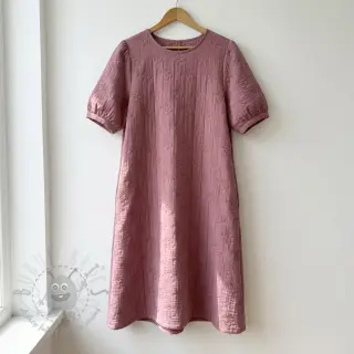 Kaksinkertainen harsokangas/musliini STEPPED Cherries mauve