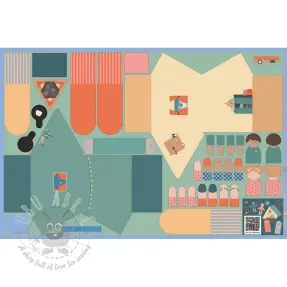 Puuvillakangas Lets go camping PANEL digital print