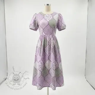 Puuvillakangas Flowers patchwork lilac