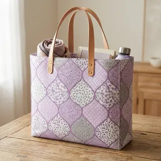 Bavlnená látka Flowers patchwork lilac