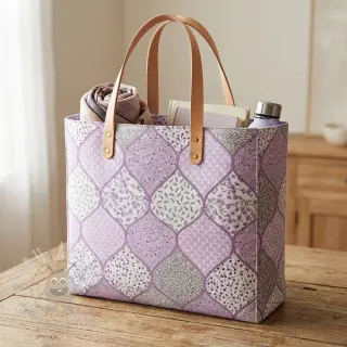 Puuvillakangas Flowers patchwork lilac