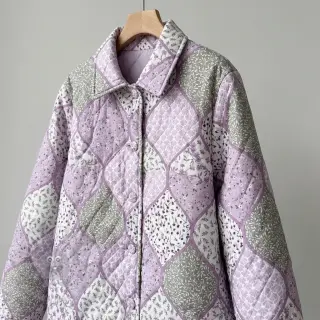 Puuvillakangas Flowers patchwork lilac