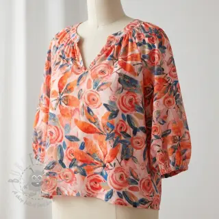 Viskoosi RAYON POPLIN Printed Rosie design B