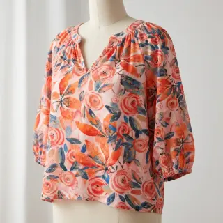 Viskóza RAYON POPLIN Printed Rosie design B