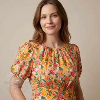 Viskoosi RAYON POPLIN Printed Rosie design C