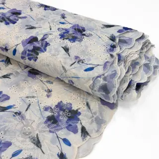 Puuvillakangas sekoitteella EMBROIDERY Rose blue