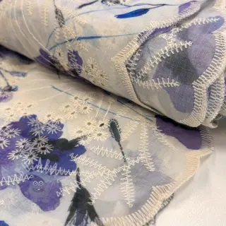 Puuvillakangas sekoitteella EMBROIDERY Rose blue