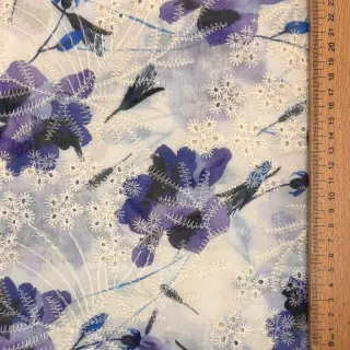 Bavlnená látka s prímesou EMBROIDERY Rose blue