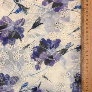 Puuvillakangas sekoitteella EMBROIDERY Rose blue