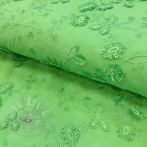 Puuvillakangas EMBROIDERY Catchy leaves green