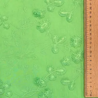 Bavlnená látka EMBROIDERY Catchy leaves green
