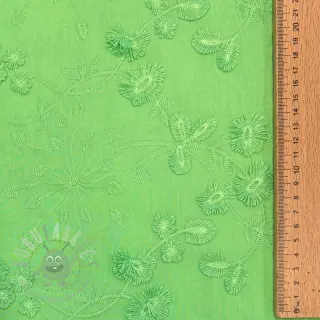 Puuvillakangas EMBROIDERY Catchy leaves green