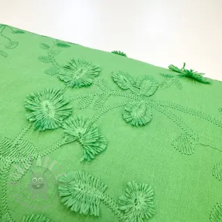 Puuvillakangas EMBROIDERY Catchy leaves green