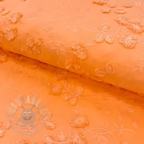 Puuvillakangas EMBROIDERY Catchy leaves orange