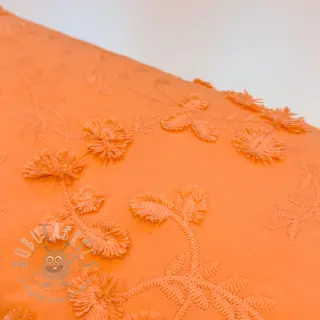 Puuvillakangas EMBROIDERY Catchy leaves orange