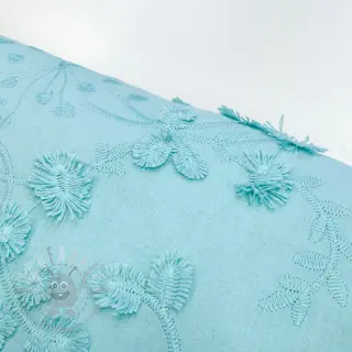 Puuvillakangas EMBROIDERY Catchy leaves aqua