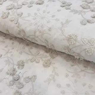 Puuvillakangas EMBROIDERY Catchy leaves beige