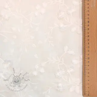 Puuvillakangas EMBROIDERY Catchy leaves off white