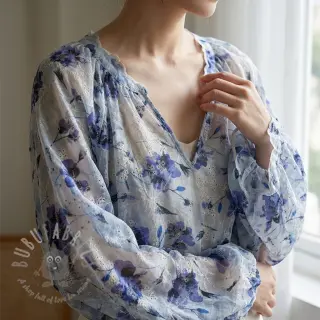 Puuvillakangas sekoitteella EMBROIDERY Rose blue